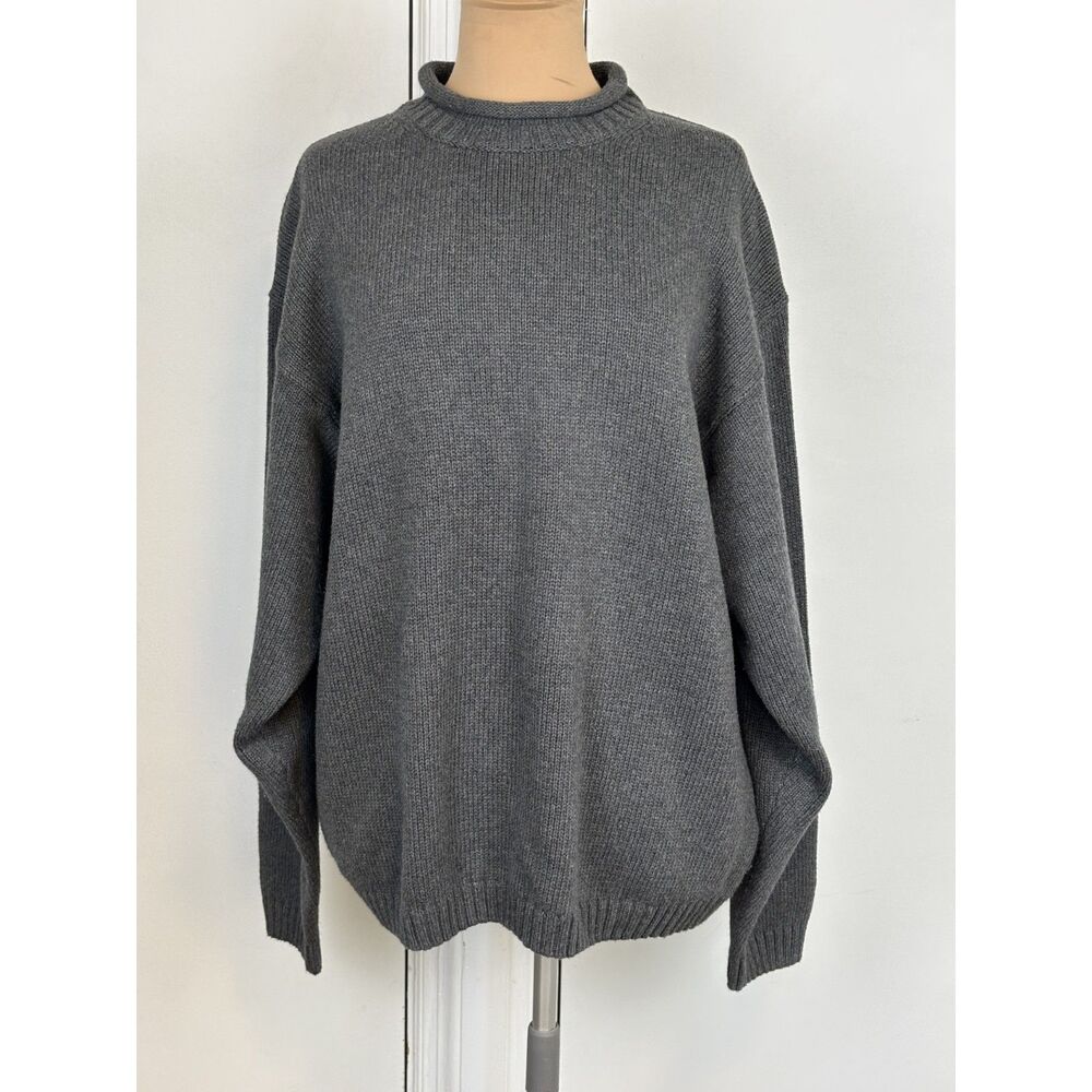 Eddie Bauer womens gray fisherman sweater XL